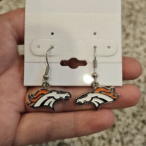 Orange and Silver Horse Logo Earrings